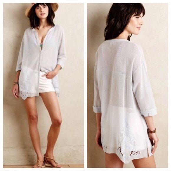 ANTHROPOLOGIE Meadow Rue Breezy Gauze Top Flowy Layer Summer XS Women Swim Cover - Picture 1 of 8